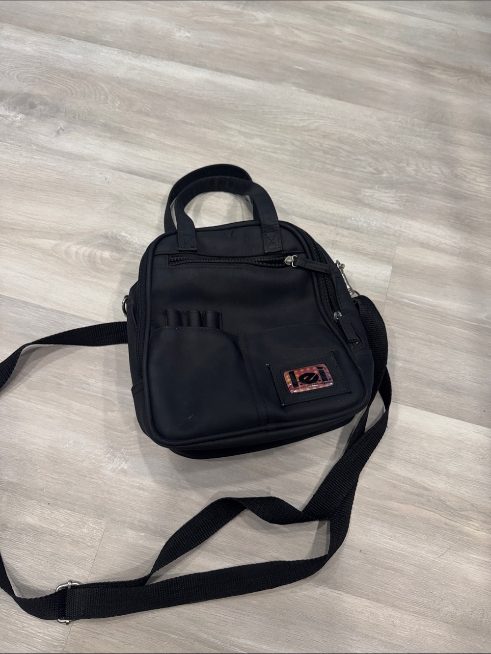 lei Black Compact Crossbody Bag with Front Organizer